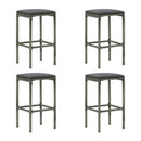 5 Piece Garden Bar Set Grey Poly Rattan And Solid Acacia Wood