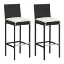 3 Piece Outdoor Bar Set With Cushions Poly Rattan Black