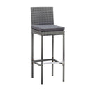 7 Piece Outdoor Bar Set With Cushions Poly Rattan Grey