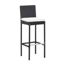 7 Piece Outdoor Bar Set With Cushions Poly Rattan Black