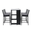 Outdoor Bar Set Table Stools Furniture Wicker 5 Pcs