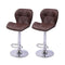 Bar Stools 2 Pcs Swivel Gas Lift Kitchen Leather Chair Metal Brown
