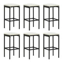 Bar Stools With Cream White Cushions 6 Pcs Black Poly Rattan