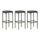 Bar Stools With Cushions 3 Pcs Grey Poly Rattan