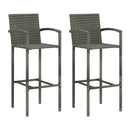 Bar Stools 2 Pcs Grey Poly Rattan