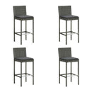 Garden Bar Stools With Cushions 4 Pcs Grey Poly Rattan