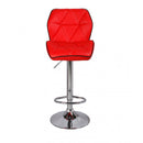 2X Red Bar Stools Faux Leather Mid High Back Adjustable Chairs