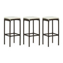 Bar Stools With Cream White Cushions 3 Pcs Brown Poly Rattan