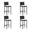 Garden Bar Stools With Cream Cushions 4 Pcs Black Poly Rattan