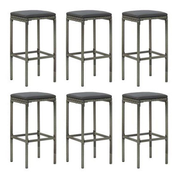 Bar Stools With Anthracite Cushions 6 Pcs Grey Poly Rattan