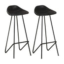 Bar Stools 2 Pcs Black Real Leather