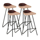 Bar Stools 4 Pcs Brown Real Leather