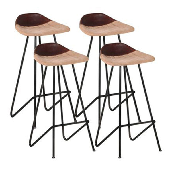 Bar Stools 4 Pcs Brown Real Leather