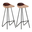 Bar Stools 2 Pcs Brown Real Leather