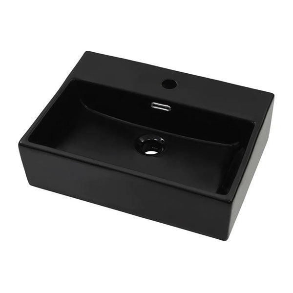 Basin With Faucet Hole Ceramic Black