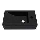 Basin With Faucet Hole Rectangular Ceramic Black
