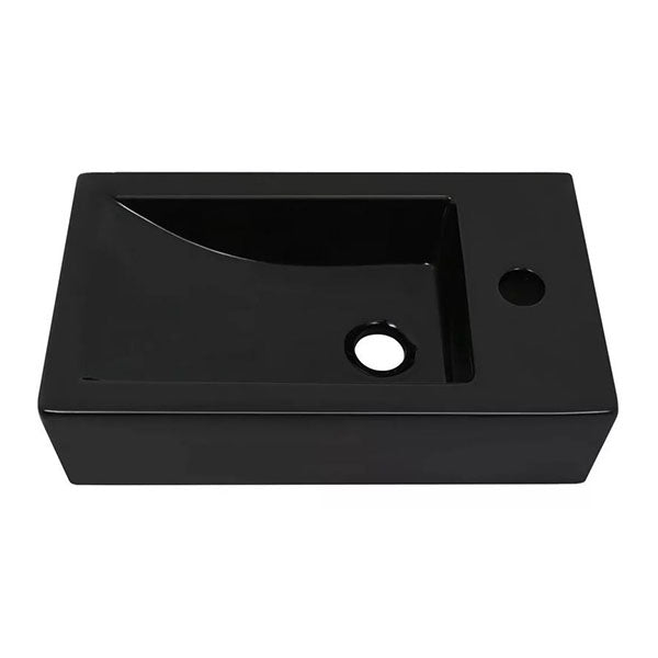 Basin With Faucet Hole Rectangular Ceramic Black