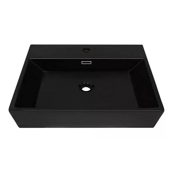 Basin With Faucet Hole Ceramic Black