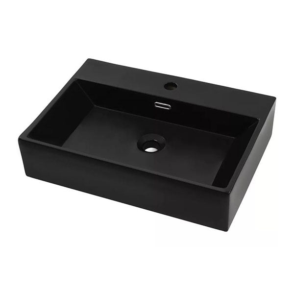 Basin With Faucet Hole Ceramic Black