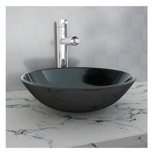 Basin Tempered Glass 42 Cm Black