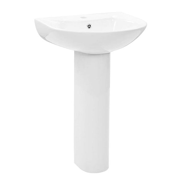 Freestanding Basin With Pedestal Ceramic White 520X440X190 Mm