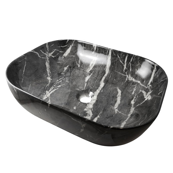 Bathroom Sink Vanity Ceramic Basin Rectangle Black Marble Art