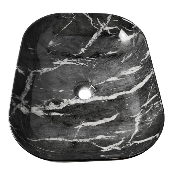 Bathroom Sink Vanity Ceramic Basin Rectangle Black Marble Art