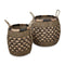 2 Piece Woven Round Seagrass Baskets Black And Natural