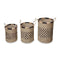 3 Piece Woven Round Seagrass Basket Set Black And Natural