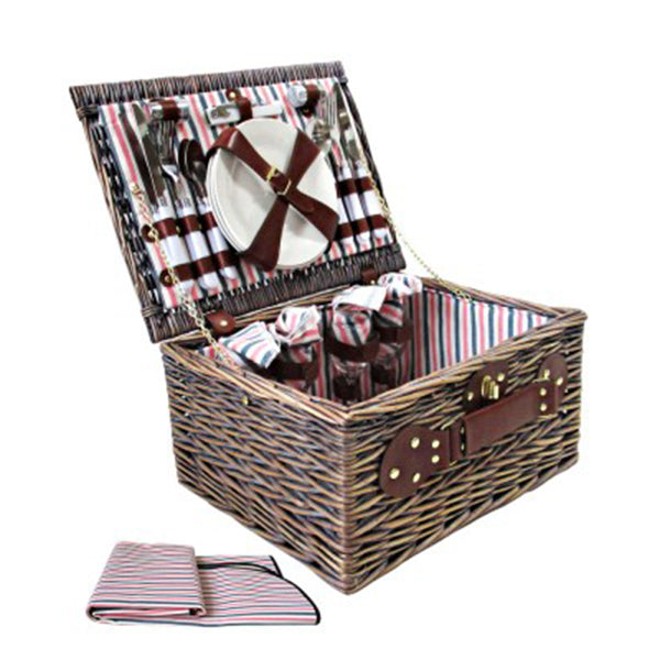4 Person Picnic Basket Deluxe Outdoor Corporate Gift Blanket