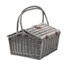 4 Person Picnic Basket Set Outdoor Blanket Wicker Deluxe Folding Handle