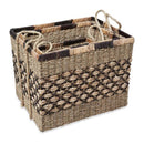 3 Piece Rectangular Woven Water Hyacinth Basket Set Natural And Black