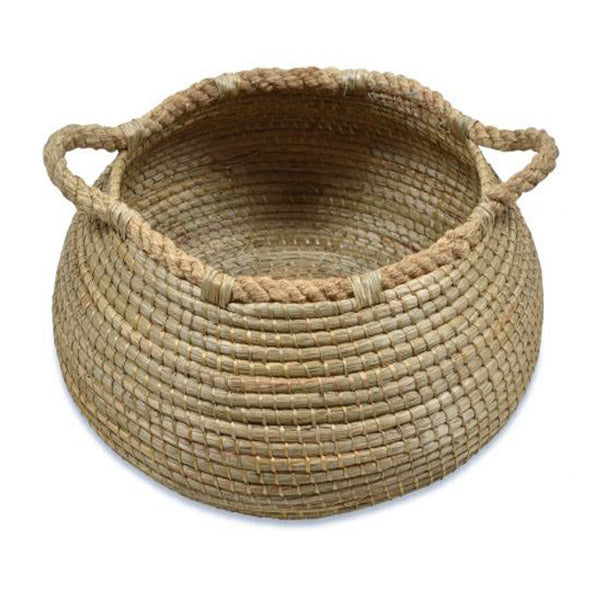 Round Low Mendong Basket With Handles Natural 58Cm