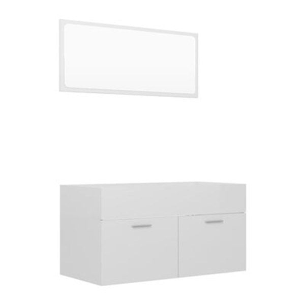 2 Piece Bathroom Furniture Set High Gloss White Chipboard 80 Cm