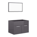 2 Piece Bathroom Furniture Set High Gloss Grey Chipboard 60Cm