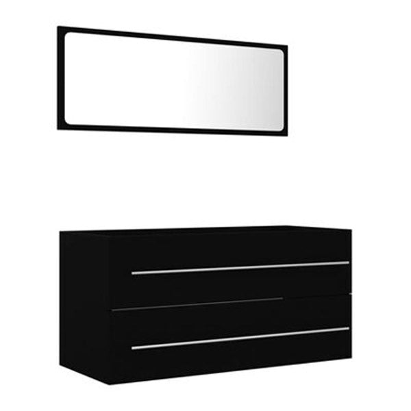 2 Piece Bathroom Furniture Set Black Chipboard 900X385X480 Mm