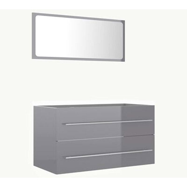 2 Piece Bathroom Furniture Set High Gloss Grey 80Cm Chipboard