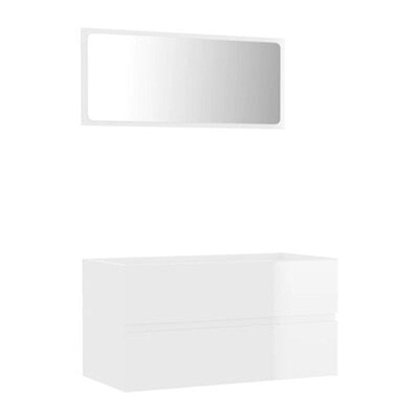 2 Piece Bathroom Furniture Set High Gloss White 80 Cm Chipboard