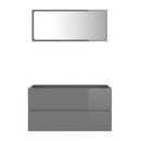2 Piece Bathroom Furniture Set High Gloss Grey Chipboard 80 Cm