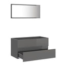 2 Piece Bathroom Furniture Set High Gloss Grey Chipboard 80 Cm