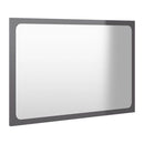 Bathroom Mirror High Gloss Grey 600X15X370 Mm Chipboard