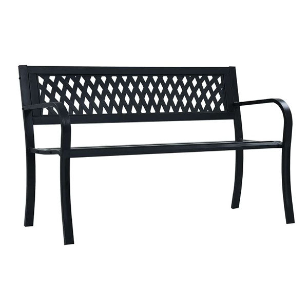 Garden Bench 125 Cm Black Steel With Plastic Backrest