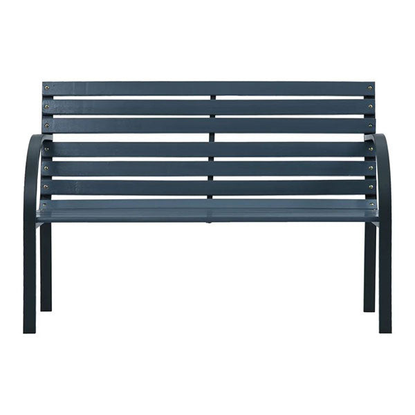Garden Bench 120 Cm Grey Wood And Steel Frame