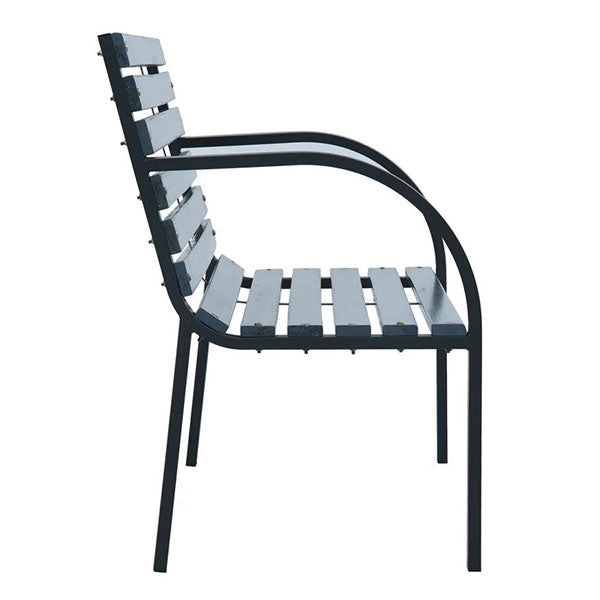 Garden Bench 120 Cm Grey Wood And Steel Frame