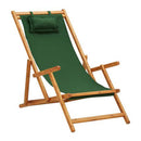 Folding Beach Chair Solid Eucalyptus Wood And Fabric Green