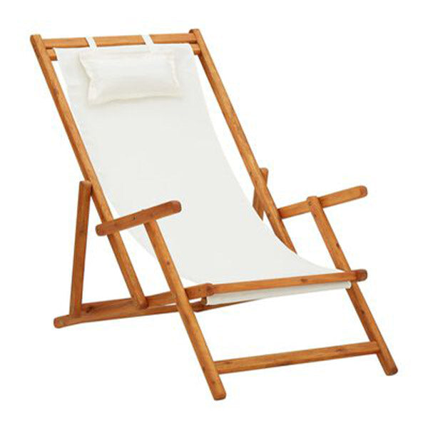 Folding Beach Chair Solid Eucalyptus Wood And Fabric