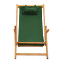 Folding Beach Chair Solid Eucalyptus Wood And Fabric Green
