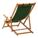 Folding Beach Chair Solid Eucalyptus Wood And Fabric Green