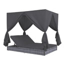 Outdoor Lounge Bed With Curtains Pe Rattan Grey
