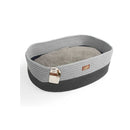 Cat Bed Oval Grey Rope Weave Removable Fluffy Internal Plush